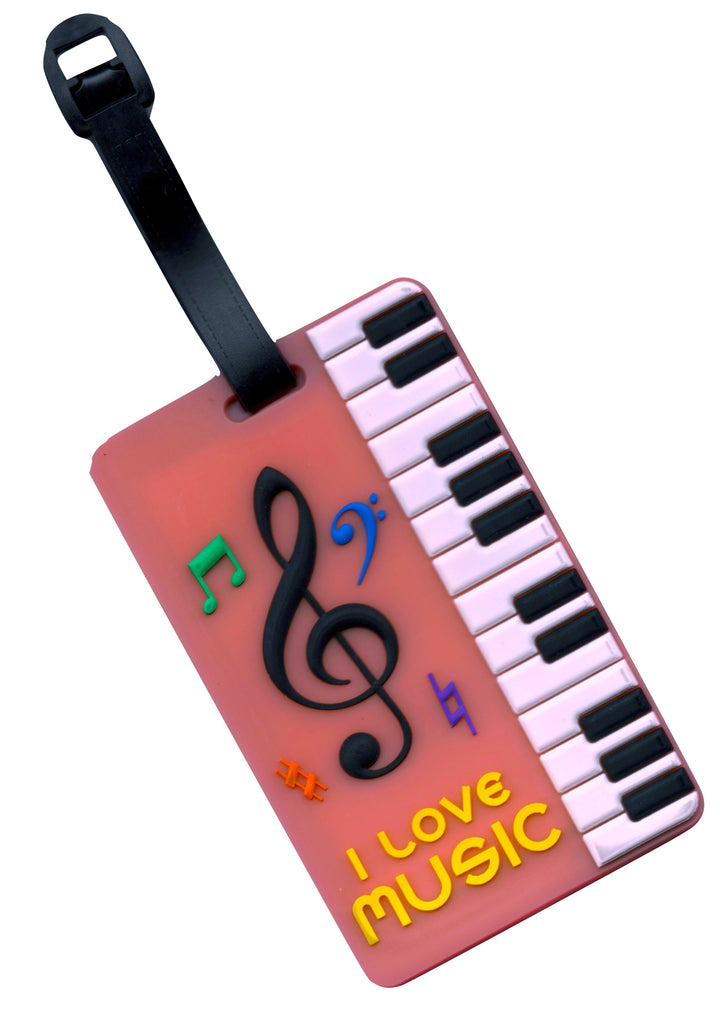 Pink keyboard &amp; music symbols design bag instrument case luggage tag