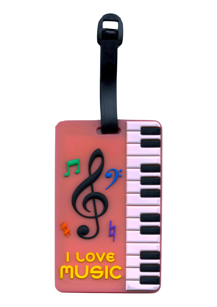 Pink keyboard &amp; music symbols design bag instrument case luggage tag