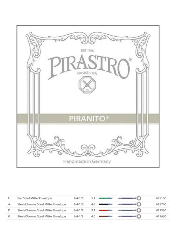 Pirastro Piranito Violin String Set Ball End Made in Germany