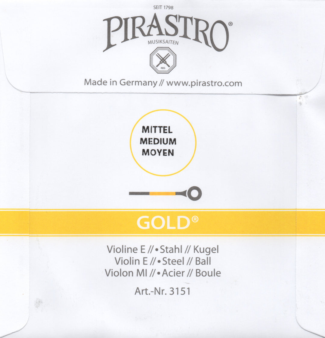 Pirastro Wondertone GOLD Violin steel E String 4/4 size BALL end medium gauge