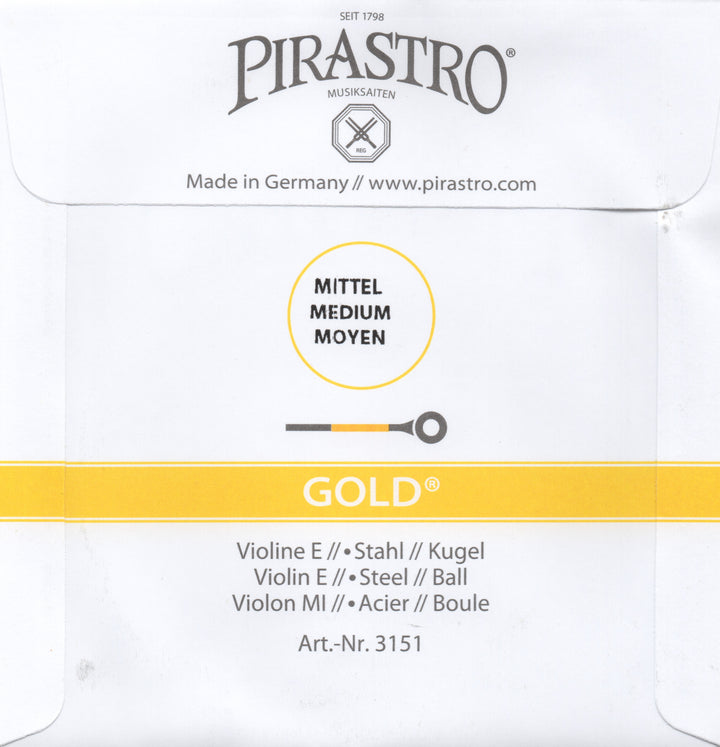 Pirastro Wondertone GOLD Violin steel E String 4/4 size BALL end medium gauge