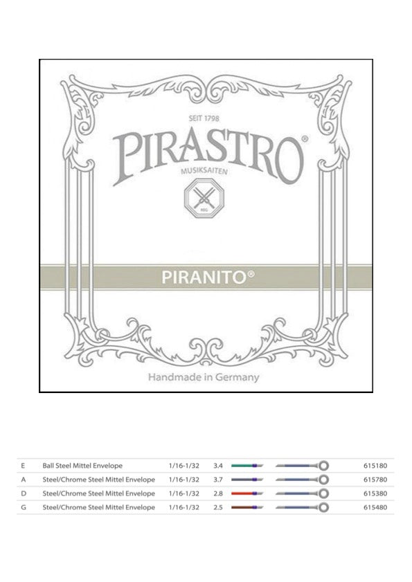 Pirastro Piranito Violin String Set Ball End Made in Germany