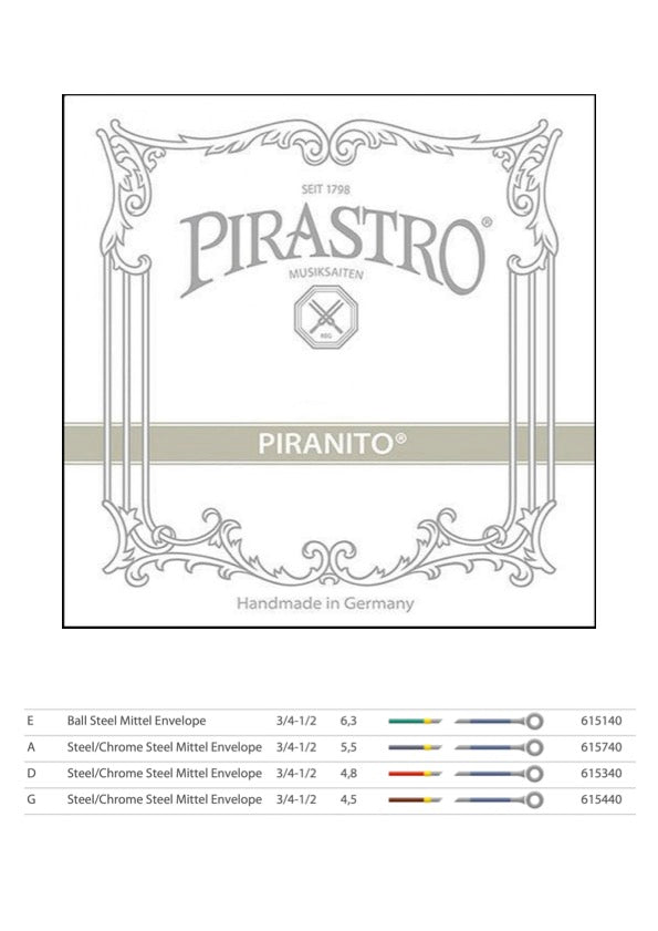 Pirastro Piranito Violin String Set Ball End Made in Germany