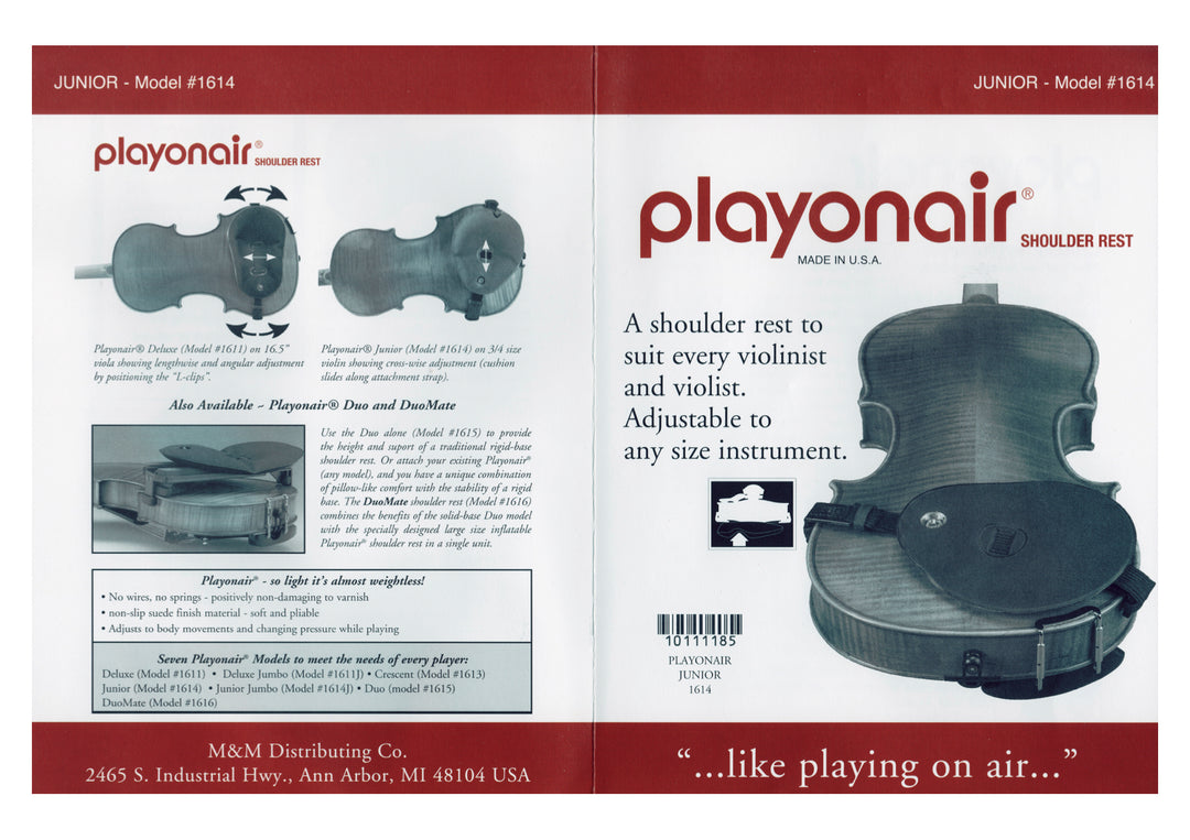 Black Playonair violin viola shoulder rest Junior model 
