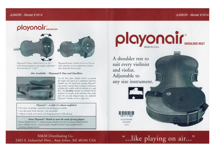 Black Playonair violin viola shoulder rest Junior model 