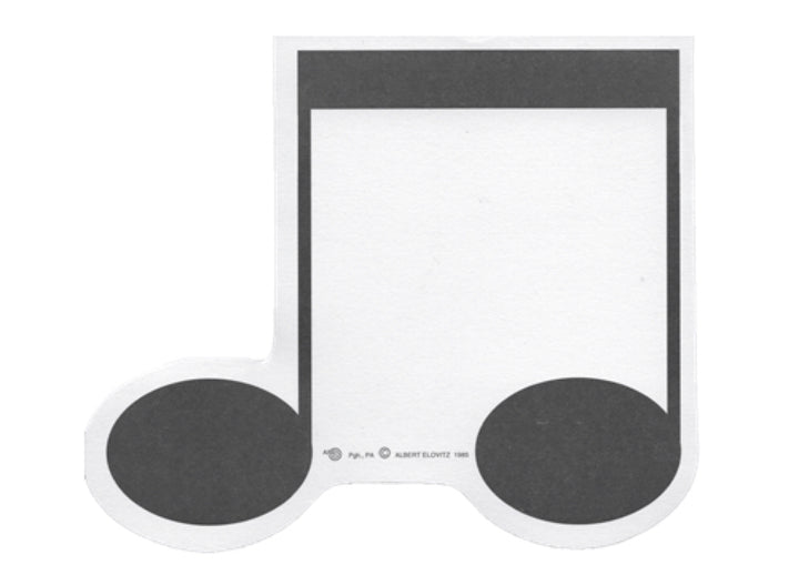 Quaver shaped novelty music themed mini notepad notebook 25pg 10cm X 8.5cm