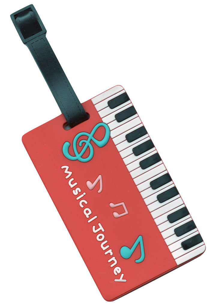 Red keyboard &amp; music symbols design bag instrument case luggage tag