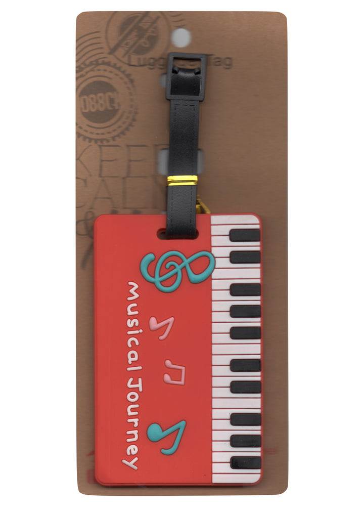 Red keyboard &amp; music symbols design bag instrument case luggage tag