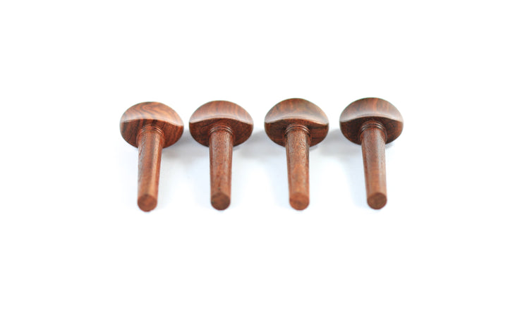 Set of 4 rosewood violin tuning pegs with brass diamond capping 1/4 size.