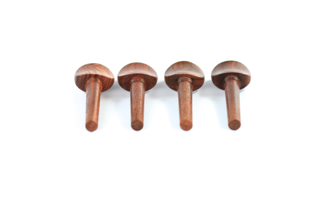 Set of 4 rosewood violin tuning pegs with brass diamond capping 3/4 size