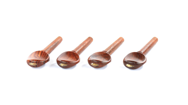 Set of 4 rosewood violin tuning pegs with brass diamond capping 1/4 size.