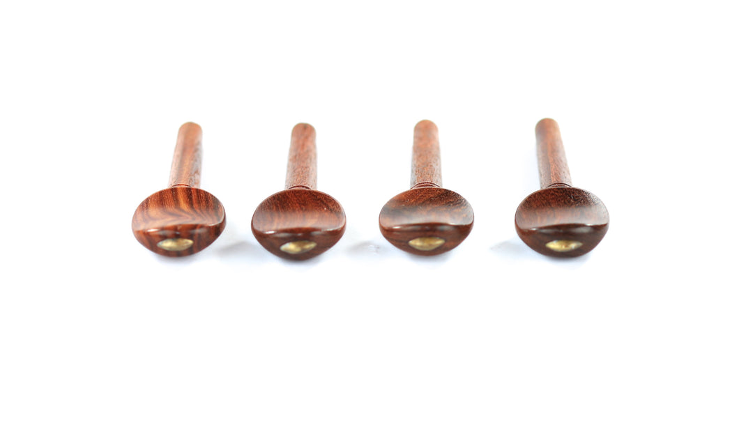 Set of 4 rosewood violin tuning pegs with brass diamond capping 3/4 size