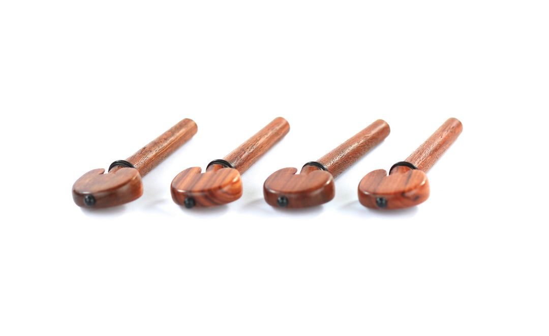 Set of 4 rosewood heart shaped violin tuning pegs 1/8 size