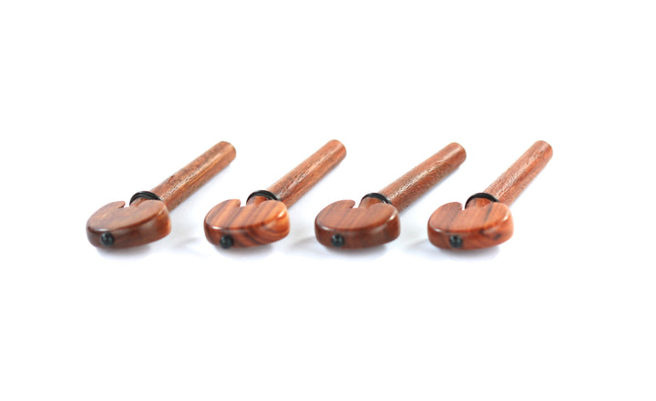 Set of 4 rosewood heart shaped violin tuning pegs 1/4 size