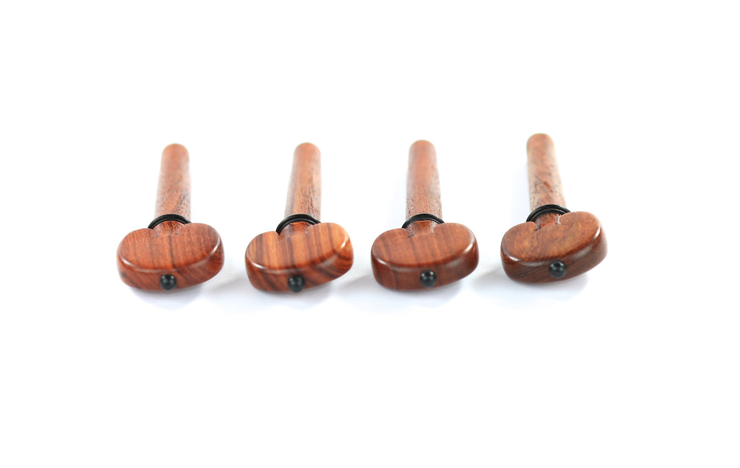 Set of 4 rosewood heart shaped violin tuning pegs 1/8 size