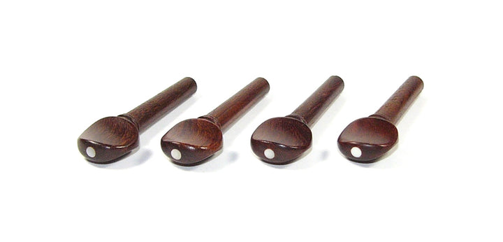 1/8 size set of 4 rosewood violin tuning pegs mother of pearl inlay