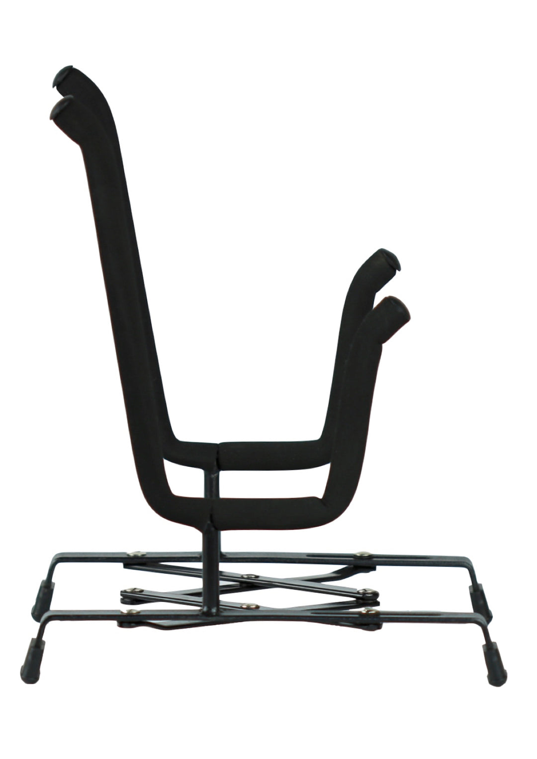 Black metal violin viola display stand expandable to all sizes