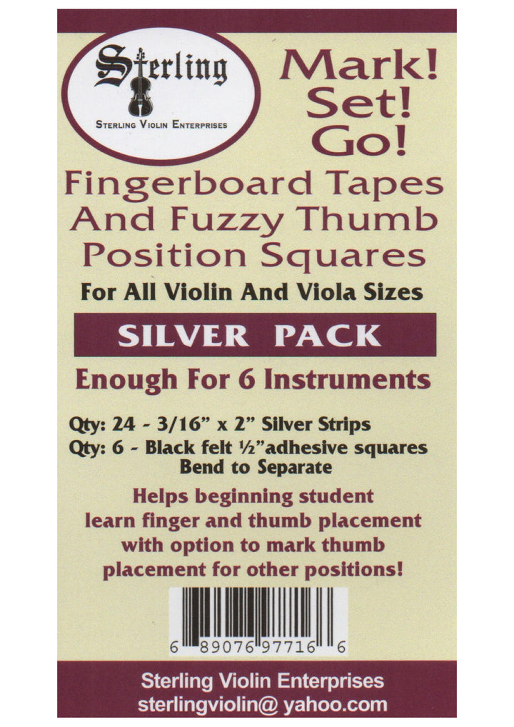 Sterling Mark!Set!Go! silver violin viola fingerboard tapes &amp; felt thumb squares