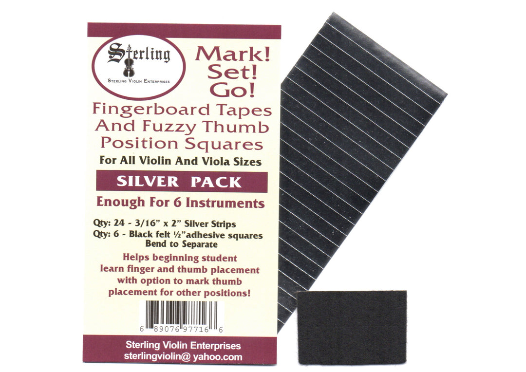 Sterling Mark!Set!Go! silver violin viola fingerboard tapes &amp; felt thumb squares
