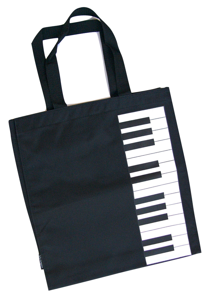 Black canvas tote music library bag keyboard print 31cm X 34cm