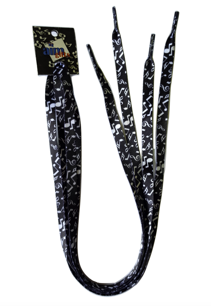 AIM Gifts Black Music Notes Novelty Shoelaces – 100cm – Pair