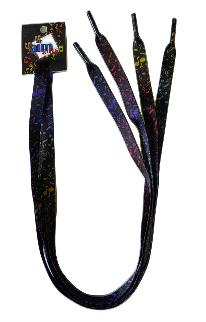 AIM Gifts Multi-Coloured Music Notes Novelty Shoelaces – 100cm – Pair