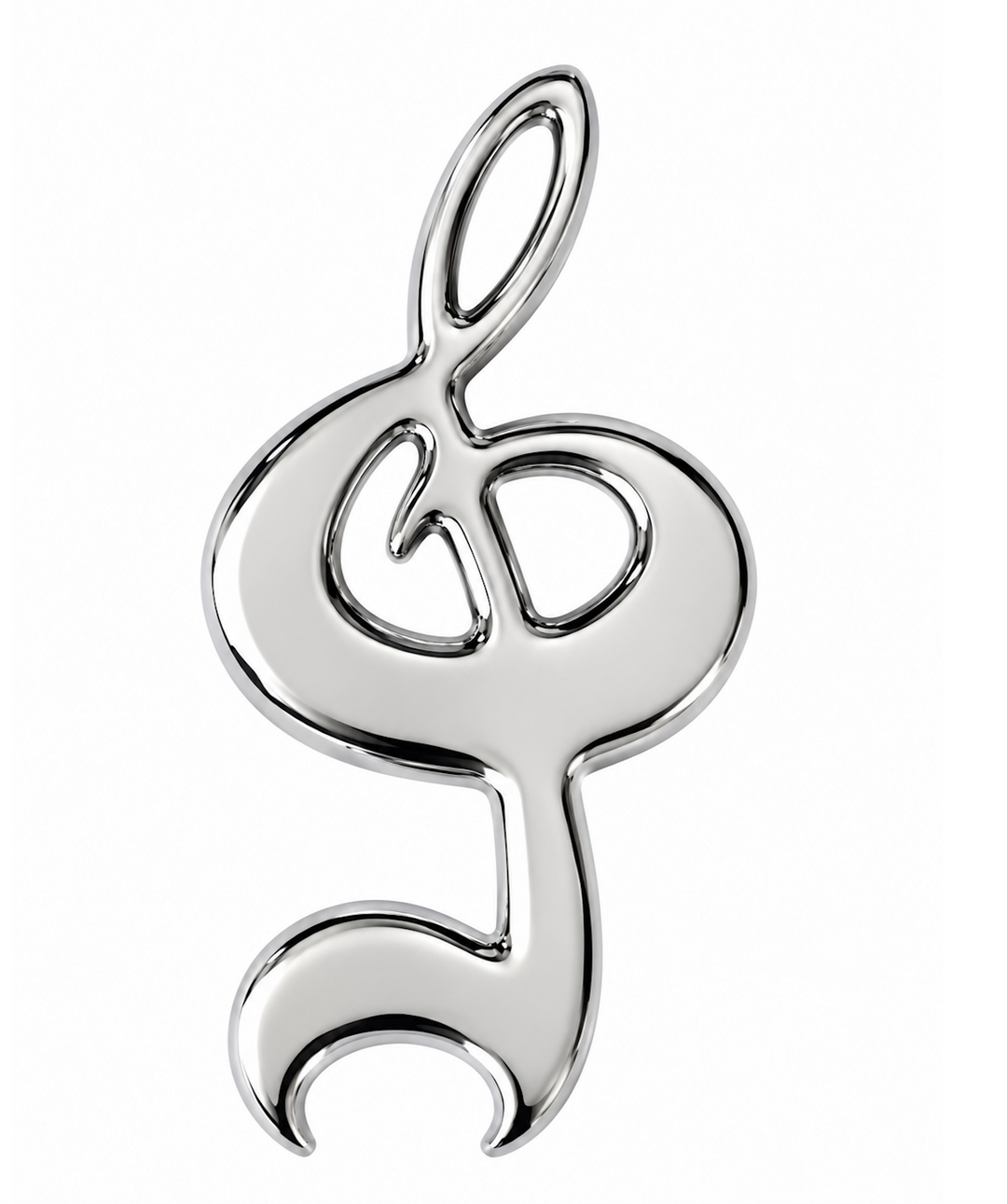 Chrome Metal Treble Clef Bottle Opener in Drawstring Blue Lace Pouch