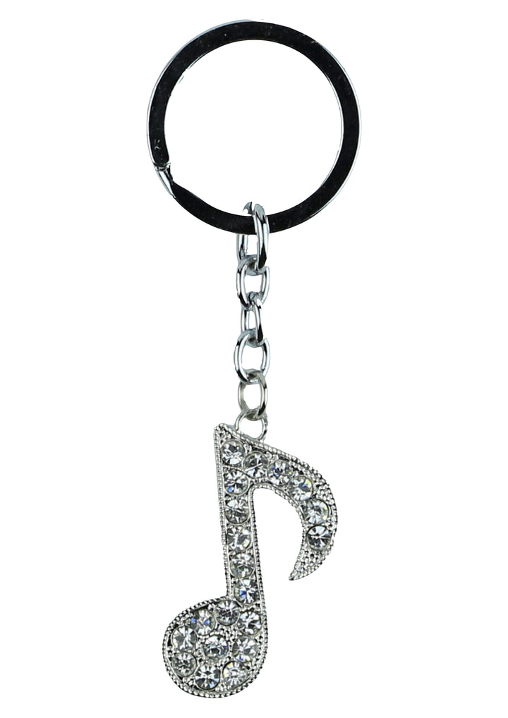 Diamond bling encrusted single music quaver note keyring