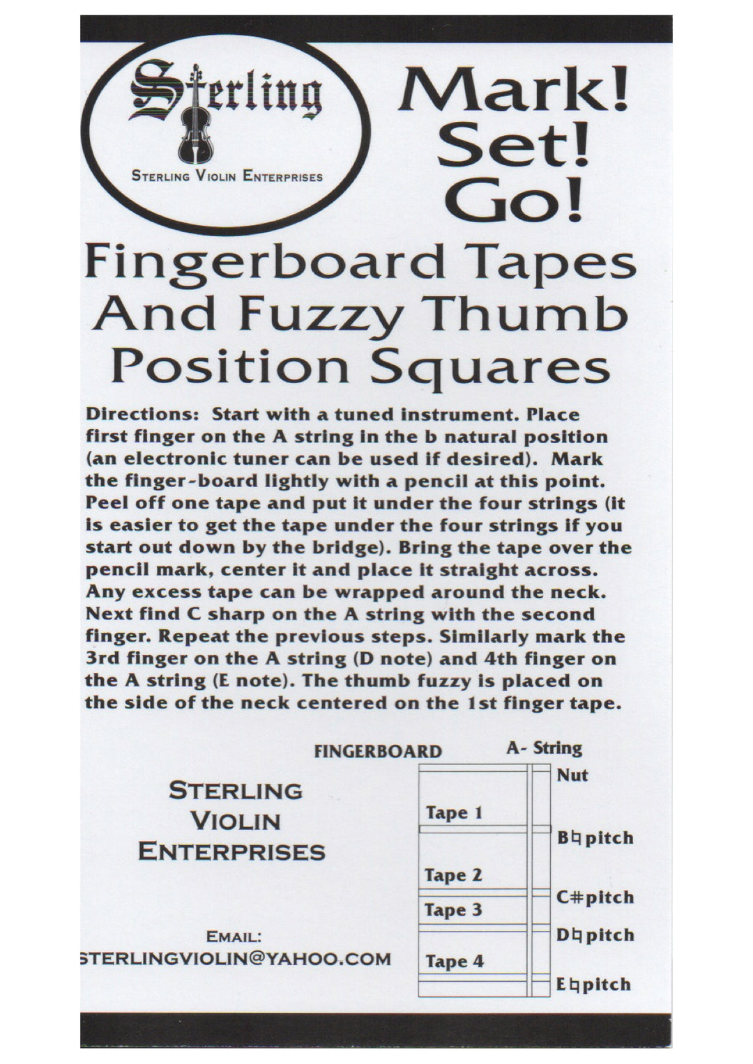 Sterling-Mark!Set!Go! GOLD Violin/Viola Fingerboard Tapes &amp; Felt Thumb Squares