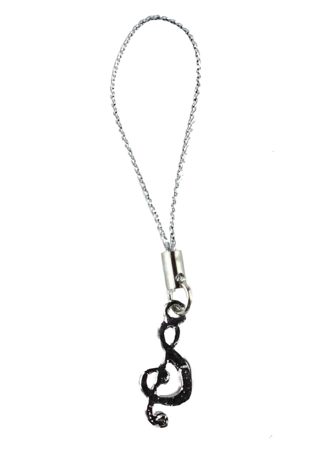 Mobile phone charm music treble clef encrusted with coloured bling
