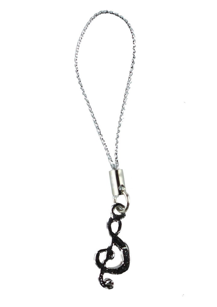 Mobile phone charm music treble clef encrusted with coloured bling