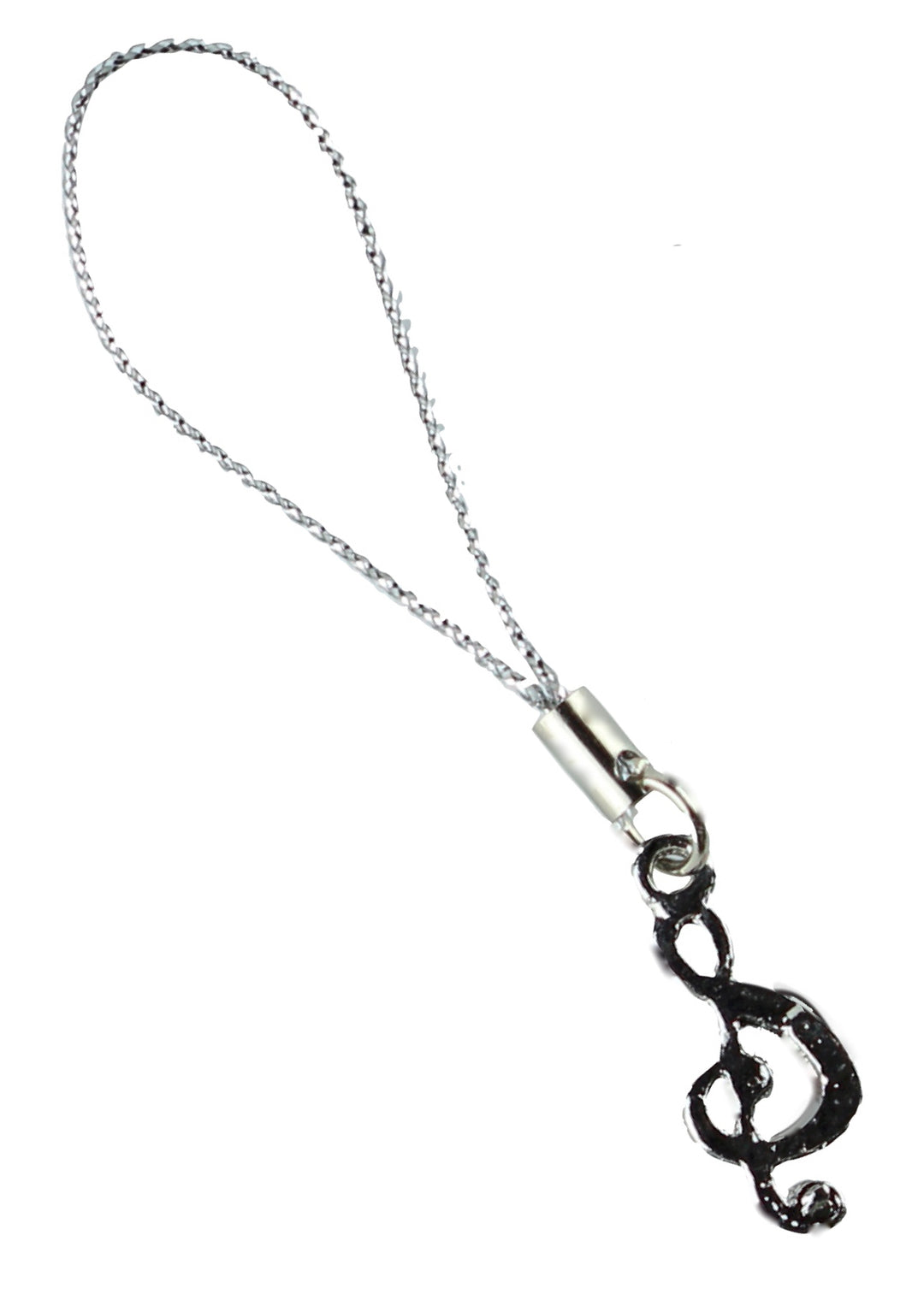 Mobile phone charm music treble clef encrusted with coloured bling