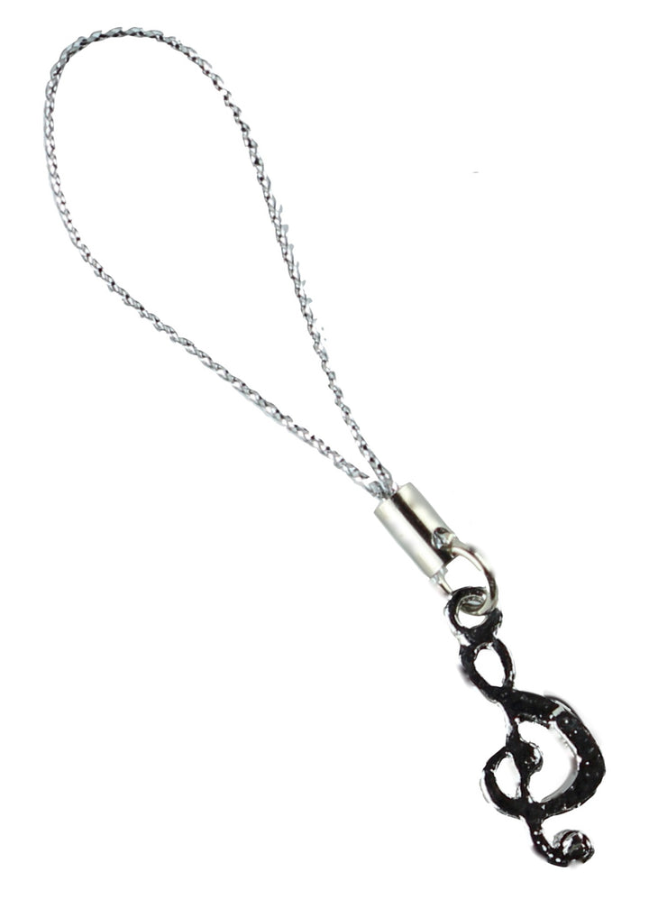 Mobile phone charm music treble clef encrusted with coloured bling