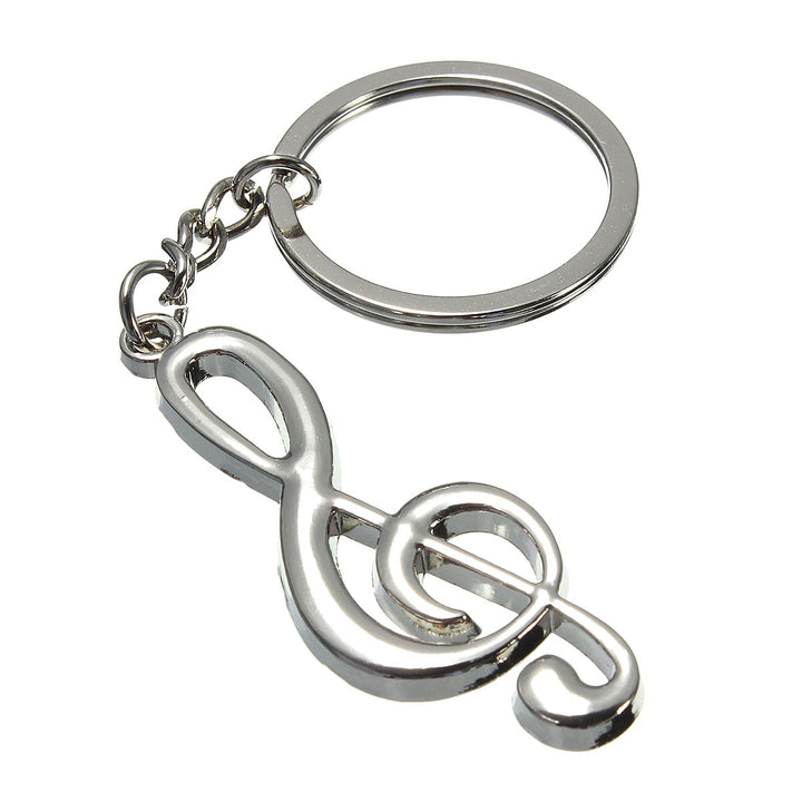 Metal treble clef music keyring tough chain links &amp; split ring