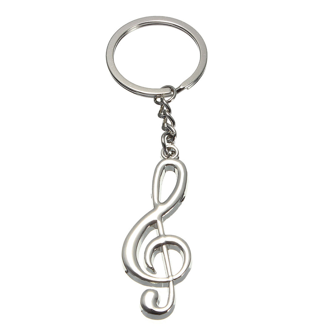Metal treble clef music keyring tough chain links &amp; split ring