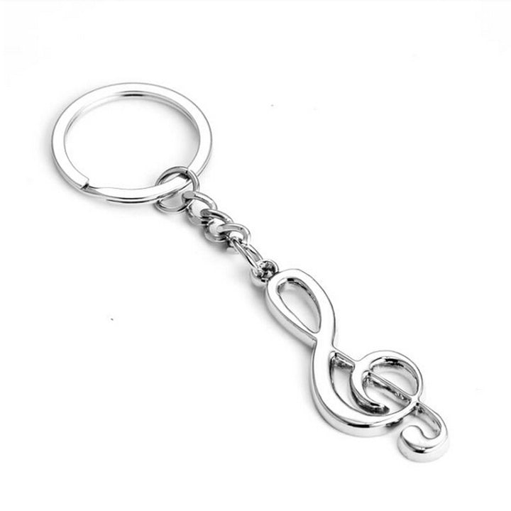 Metal treble clef music keyring tough chain links &amp; split ring