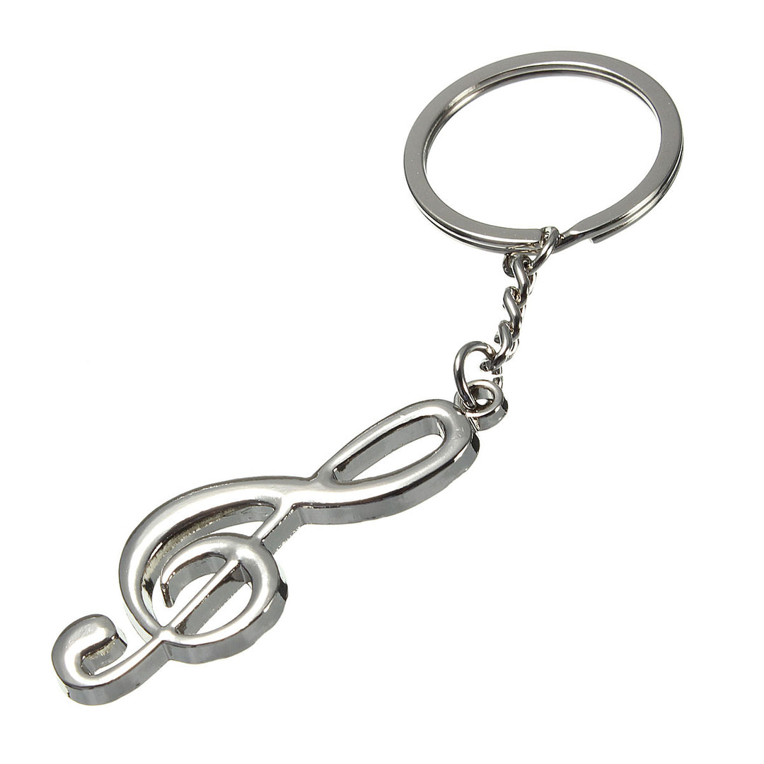 Metal treble clef music keyring tough chain links &amp; split ring