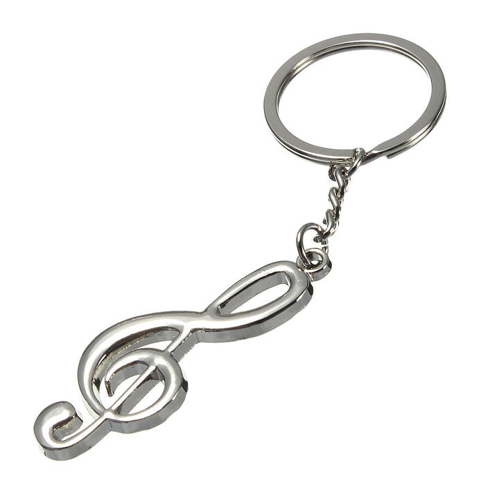 Metal treble clef music keyring tough chain links &amp; split ring