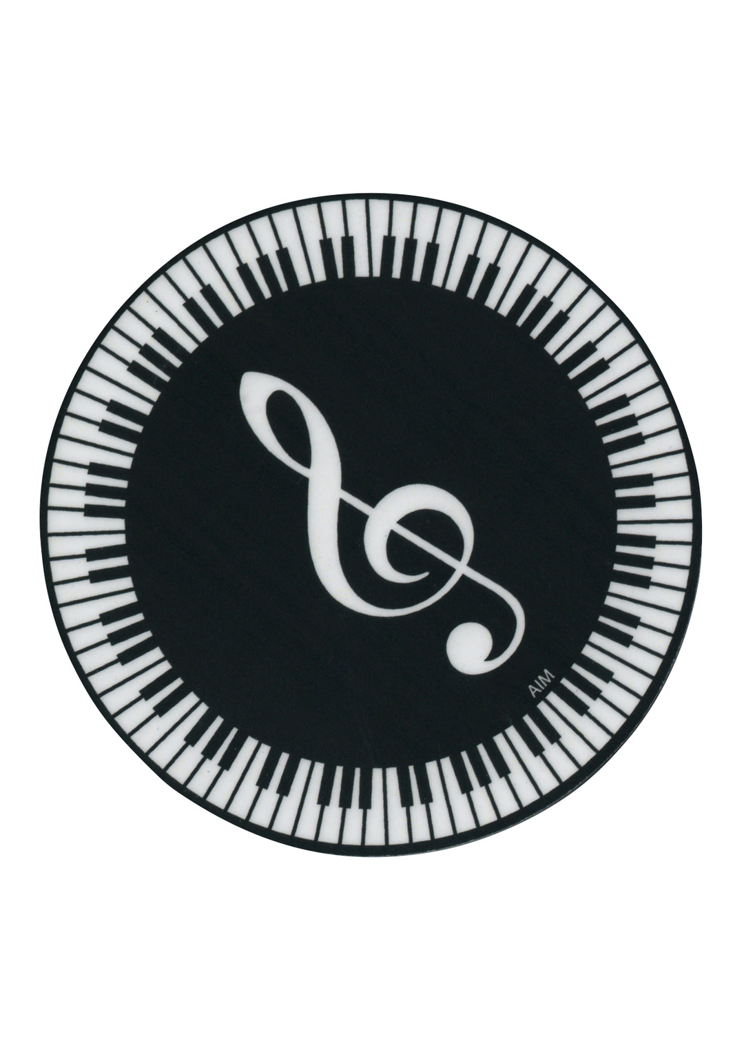 AIM Gifts single vinyl drinks coaster rubber non slip base G clef keyboard
