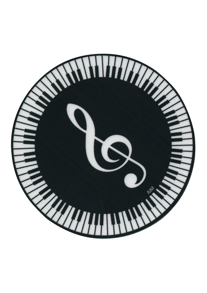 AIM Gifts single vinyl drinks coaster rubber non slip base G clef keyboard