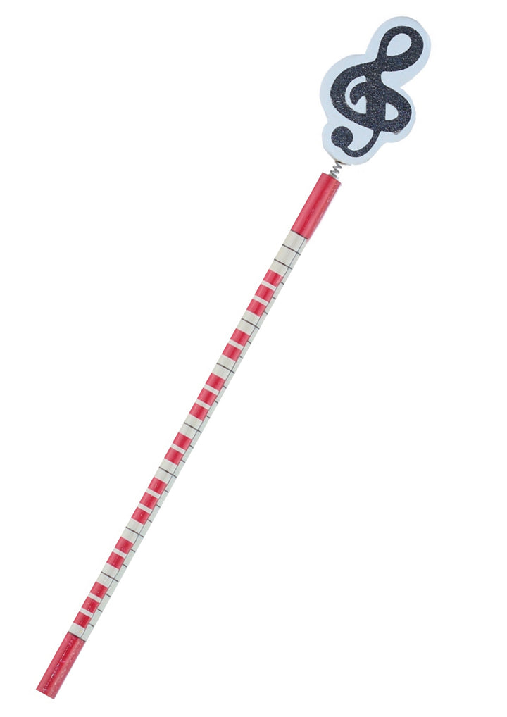 3 HB Pencils Spring Loaded With Wooden Musical Ornaments