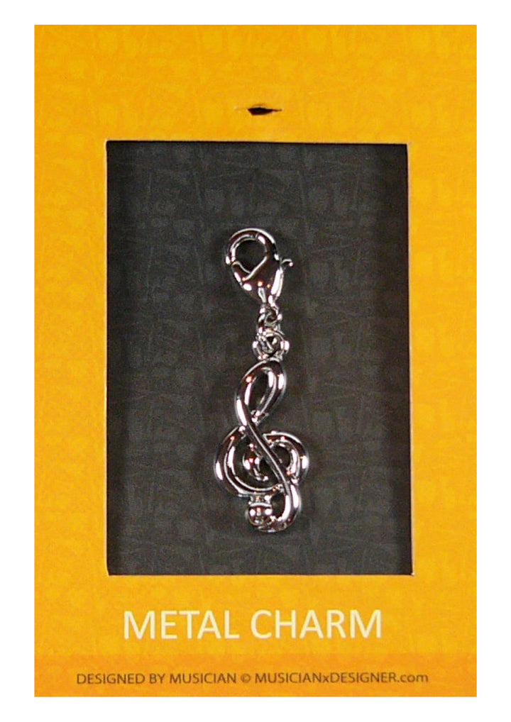 Musician Designer metal treble clef music charm with lobster claw lock