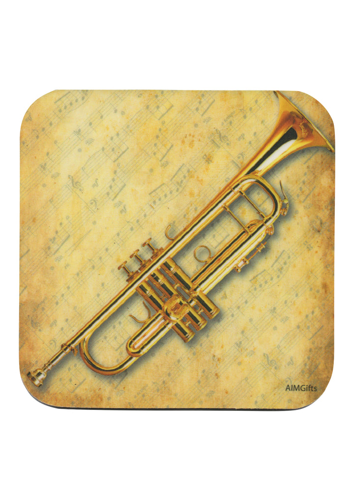 AIM Gifts single vinyl drinks coaster rubber non slip base trumpet
