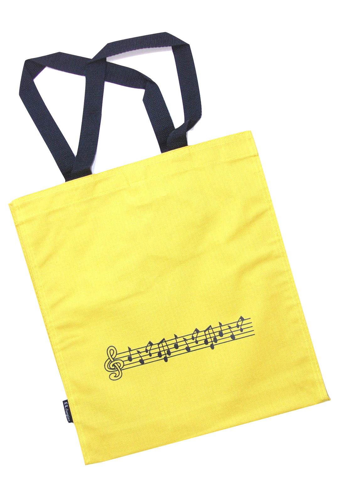 Yellow canvas tote music library bag music notation print 31cm X 34cm