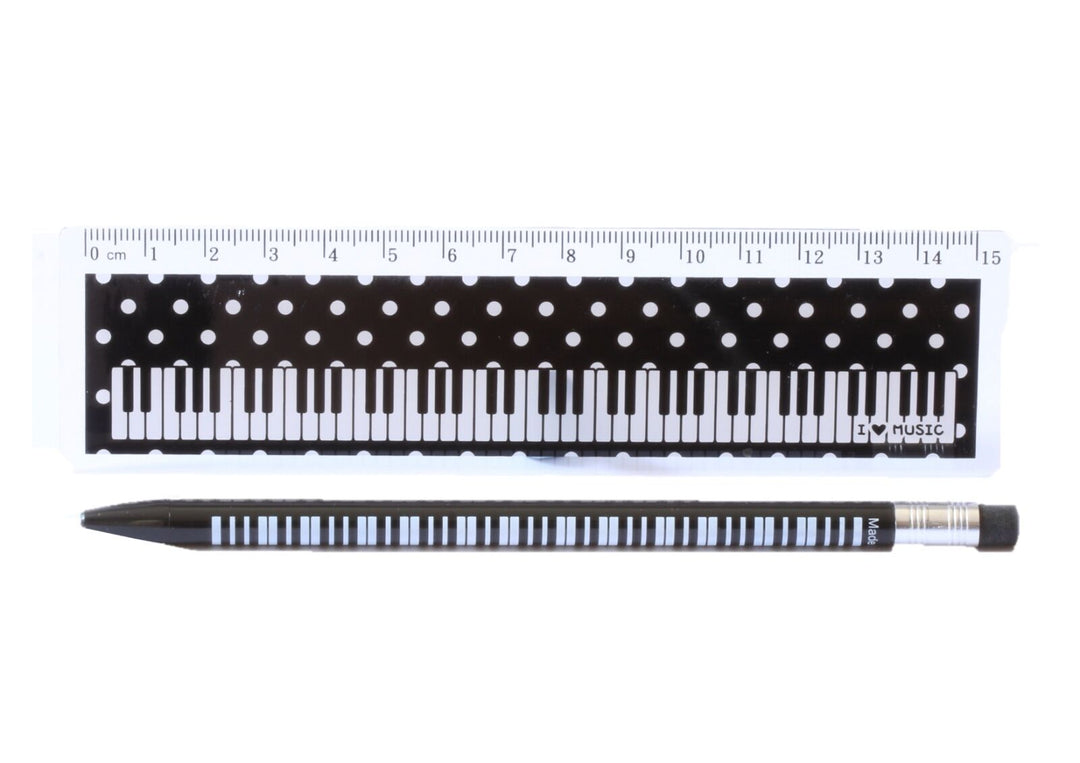 2 item musical stationery pack keyboard design mechanical pencil &amp; ruler